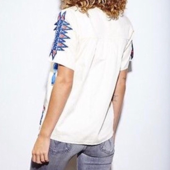 Anthropologie Pepin Cream Embroidered blue red Shirt
Size S preloved 💯 cotton - Picture 2 of 11